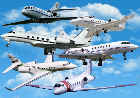 Gulfstream II, Gulfstream II SP, Gulfstream III, Gulfstream IV, Gulfstream IV SP, Challenger 604, Cessna Sovereign C680, Learjet 60, Falcon 2000, Falcon 50, Falcon 20, Piper Mirage, Cessna 414, Agusta Series 